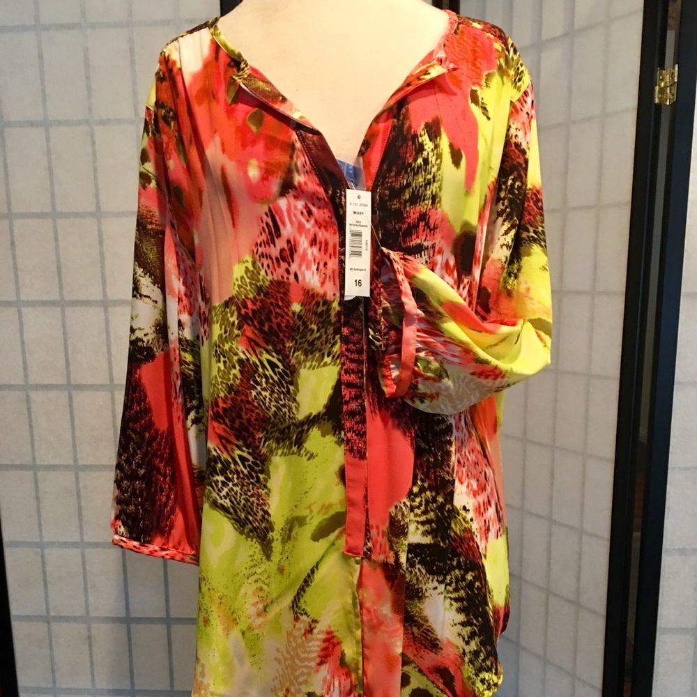 Nygard multi-color Tie-front top